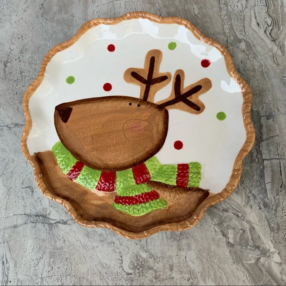 Cracker Barrel Santa cookies plate.@B9